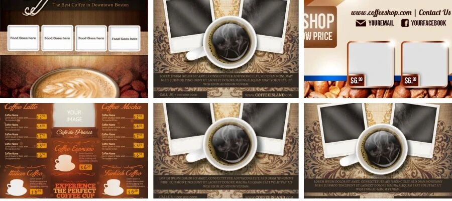 咖啡店铺招商折页宣传册平面设计排版PSD模板