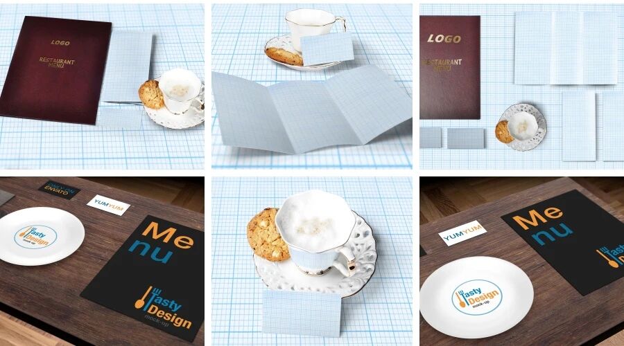 面包咖啡杯空白菜单餐具VI样机PSD模板