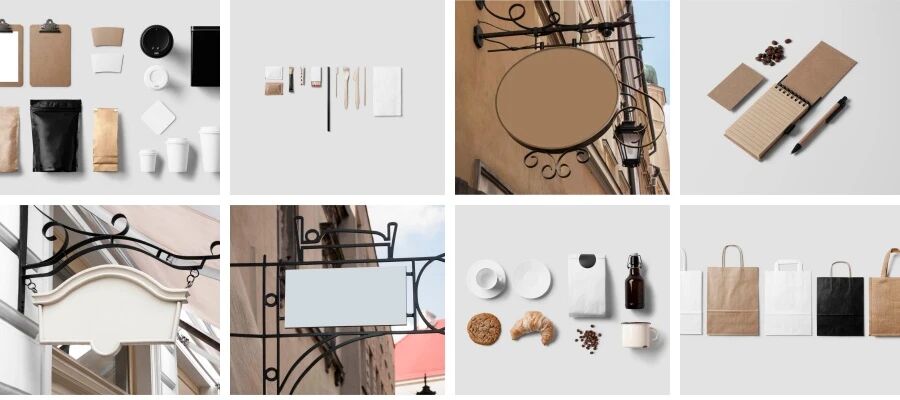 餐厅餐具菜板菜单围裙VI贴图PSD模板