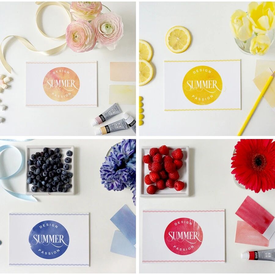 清新水果花卉礼品卡片VI贴图PSD模板