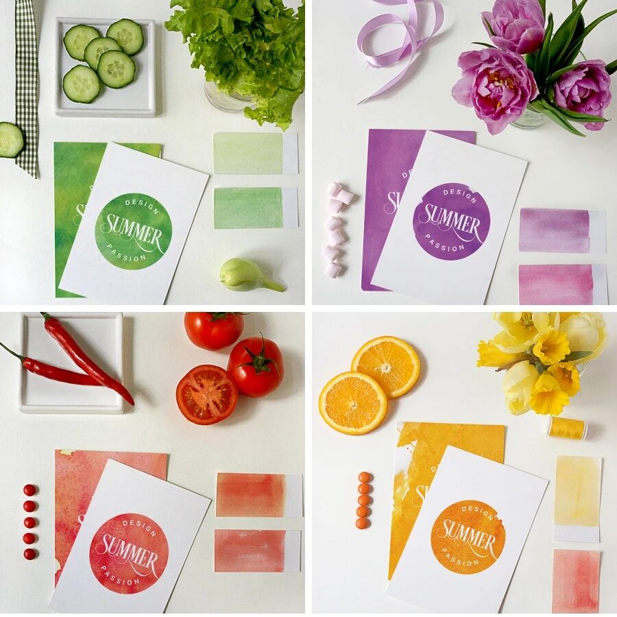 清新水果花卉礼品卡片VI贴图PSD模板