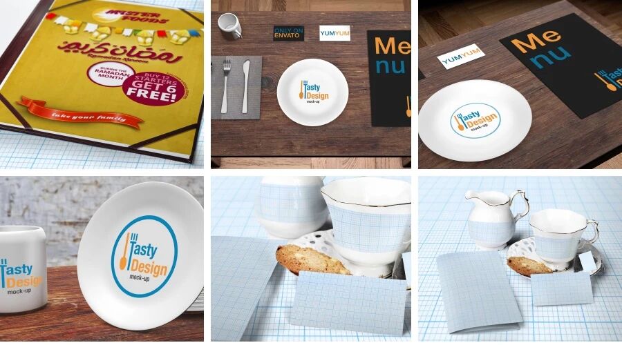 面包咖啡杯空白菜单餐具VI样机PSD模板