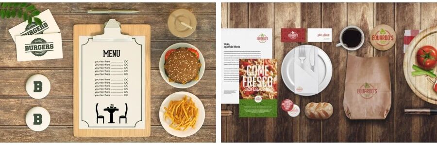 汉堡咖啡杯薯条食品快餐VI贴图PSD模板