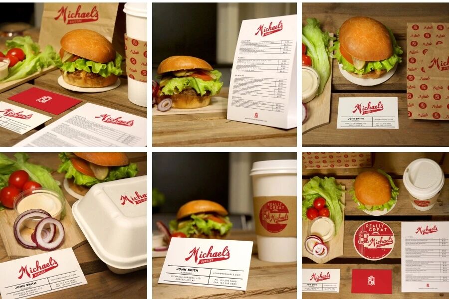 汉堡咖啡鸡翅果汁食品快餐实拍VI样机PSD模板