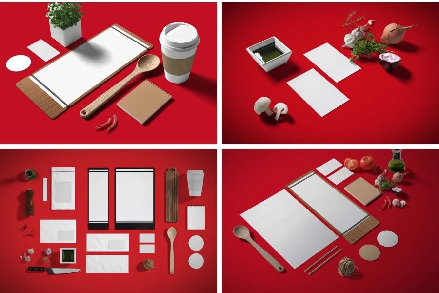 餐具刀具案板调料餐饮VI贴图PSD模板