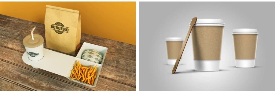 汉堡咖啡杯薯条食品快餐VI贴图PSD模板