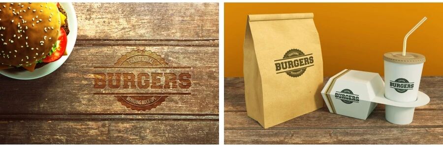 汉堡咖啡杯薯条食品快餐VI贴图PSD模板