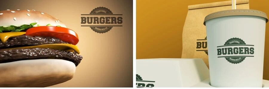 汉堡咖啡杯薯条食品快餐VI贴图PSD模板
