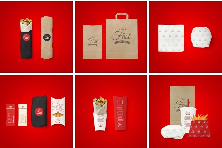 汉堡薯条鸡肉卷可乐食品快餐VI贴图PSD模板