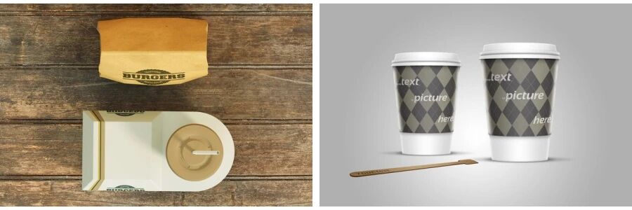 汉堡咖啡杯薯条食品快餐VI贴图PSD模板