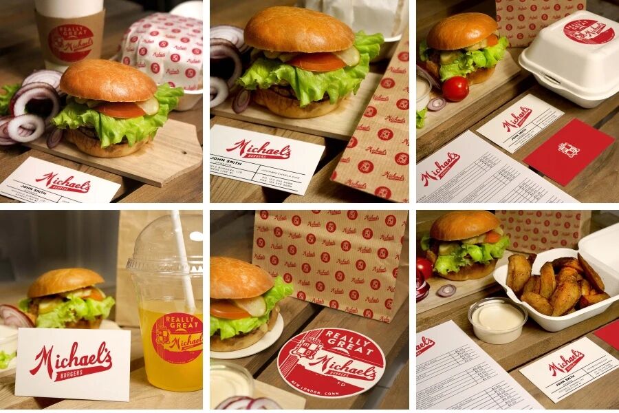 汉堡咖啡鸡翅果汁食品快餐实拍VI样机PSD模板