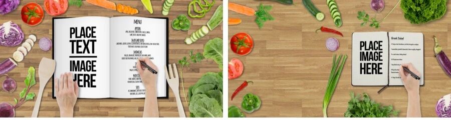 水果蔬菜披萨糖果面包场景食品餐饮VI贴图PSD模板（附纹理背景图）