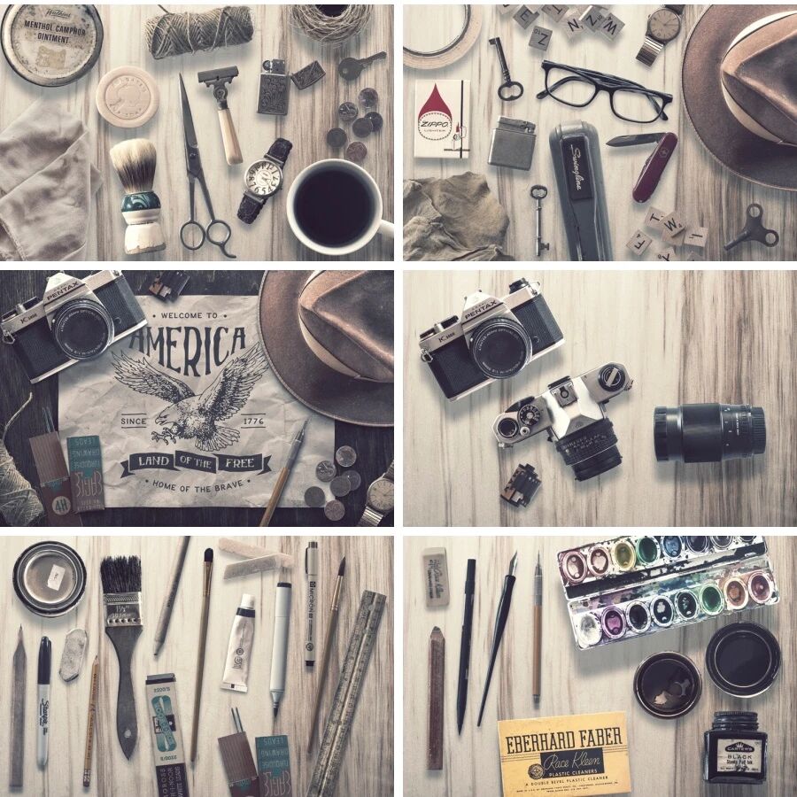 古旧场景绘画摄影工具物品VI贴图PSD模板