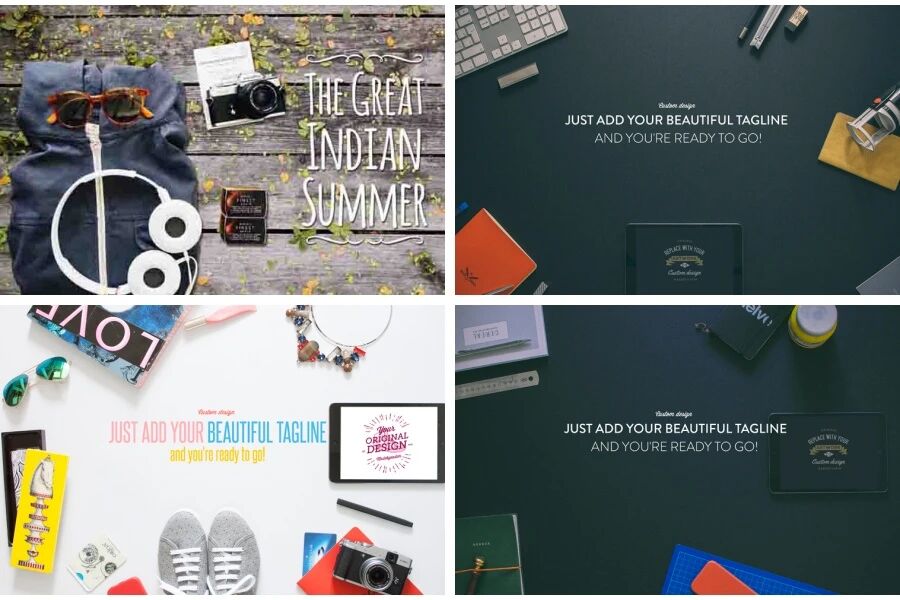 创意文字背景配图各类物品VI贴图样机PSD模板