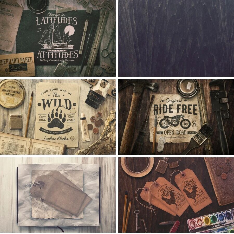 古旧场景绘画摄影工具物品VI贴图PSD模板