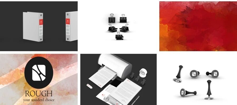 红黑白企业办公用品名片信封杯子U盘VI贴图样机PSD模板