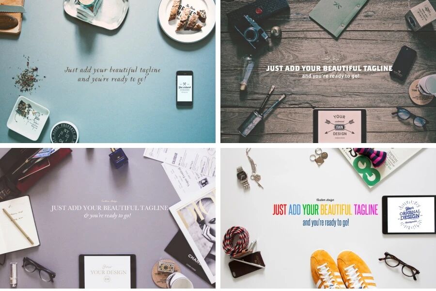 创意文字背景配图各类物品VI贴图样机PSD模板