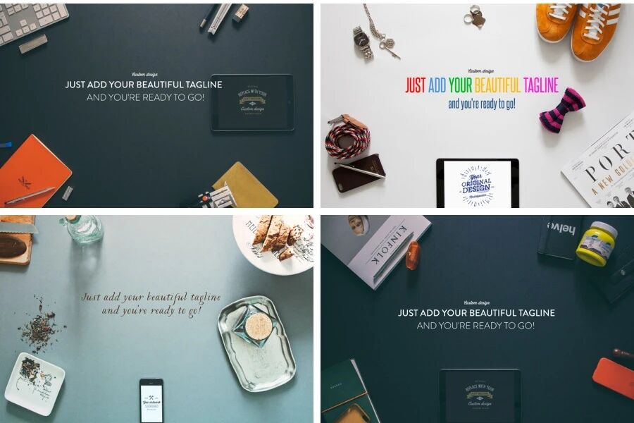 创意文字背景配图各类物品VI贴图样机PSD模板