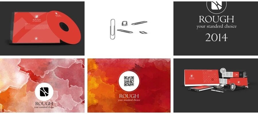 红黑白企业办公用品名片信封杯子U盘VI贴图样机PSD模板