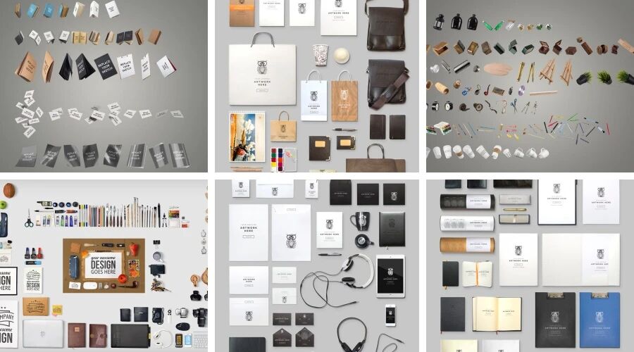 简约设计办公绘画用品生活物品VI贴图PSD模板