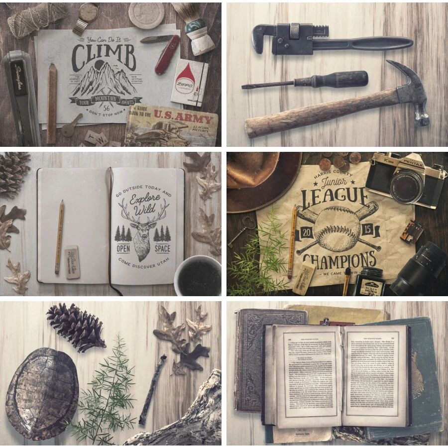 古旧场景绘画摄影工具物品VI贴图PSD模板