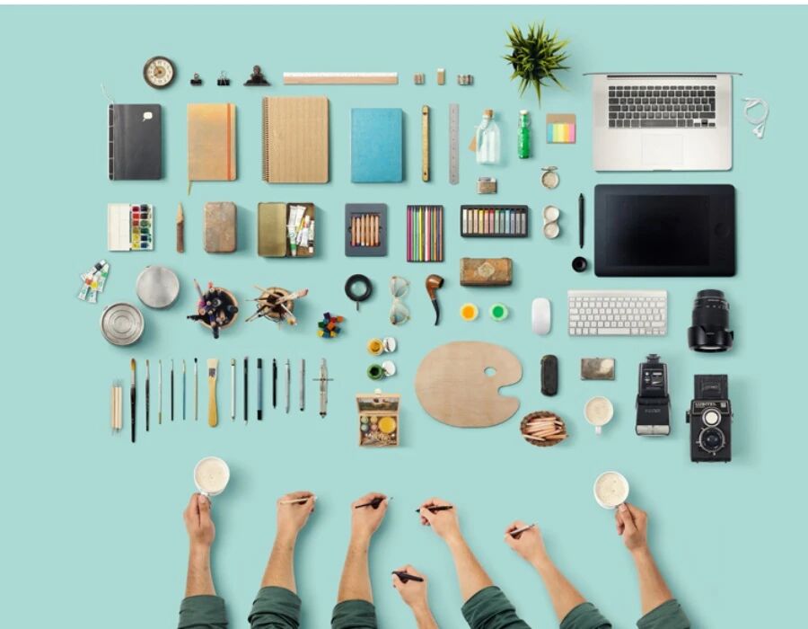 创意办公绘画各类物品VI贴图样机PSD模板