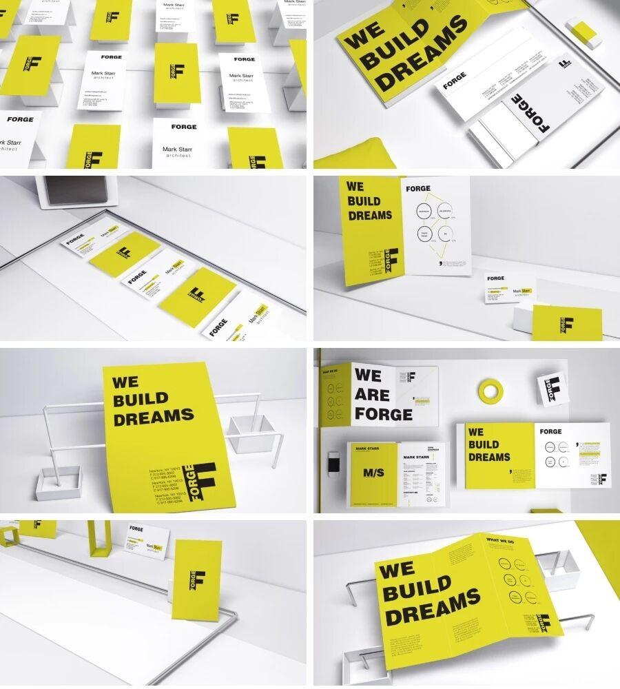 黄色设计公司名片折页宣传册VI样机PSD模板