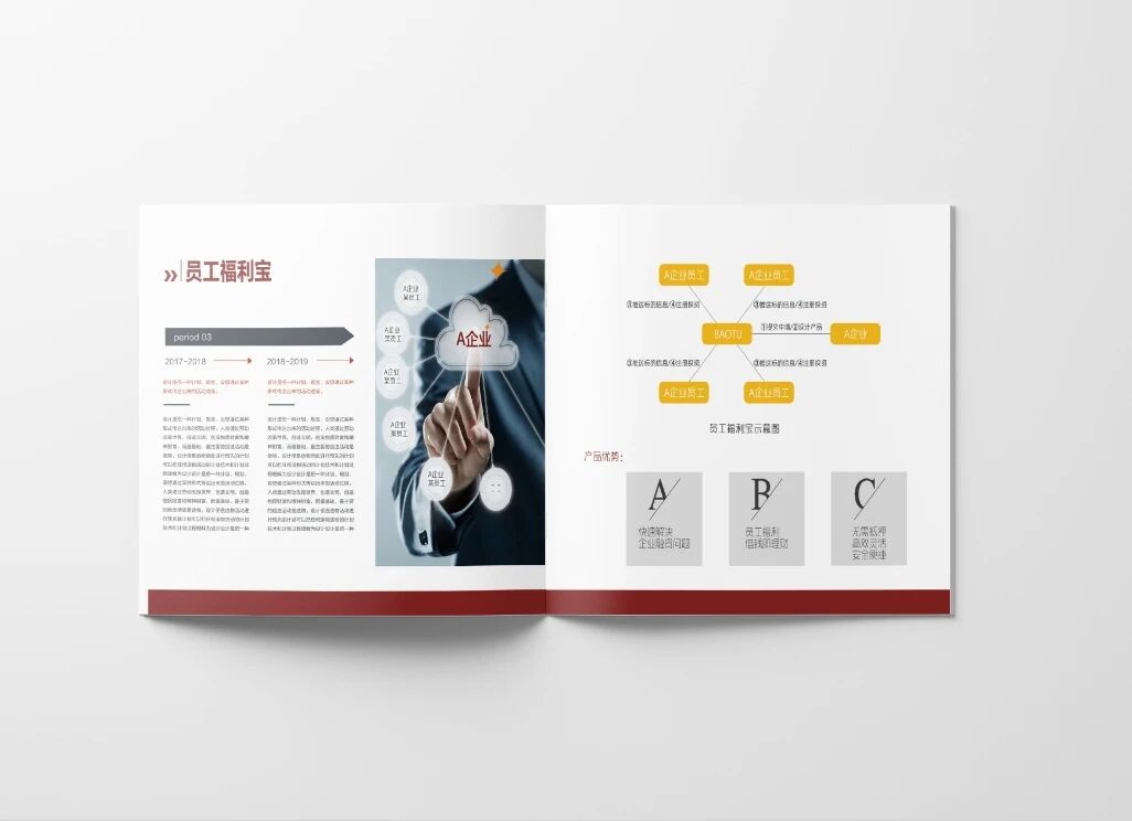 时尚红色大气金融招商宣传册平面设计排版PSD模板