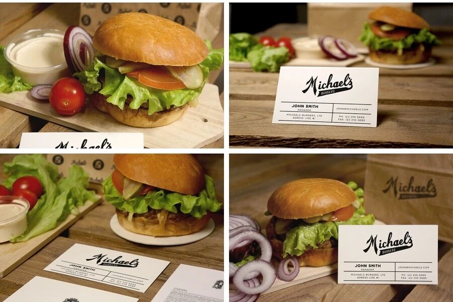 汉堡咖啡名片餐盒餐袋实拍VI样机PSD模板