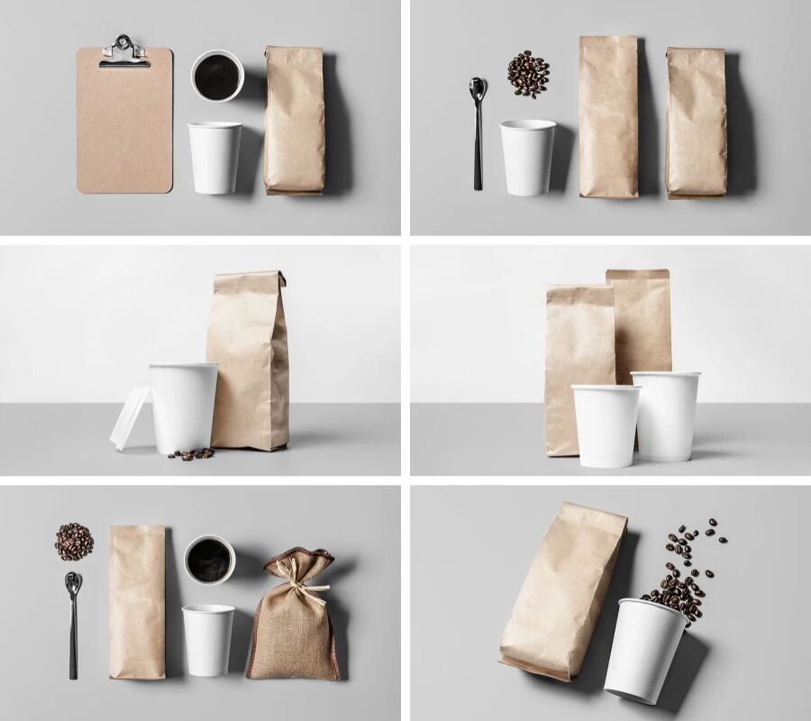 咖啡豆包装咖啡杯咖啡袋VI贴图PSD模板