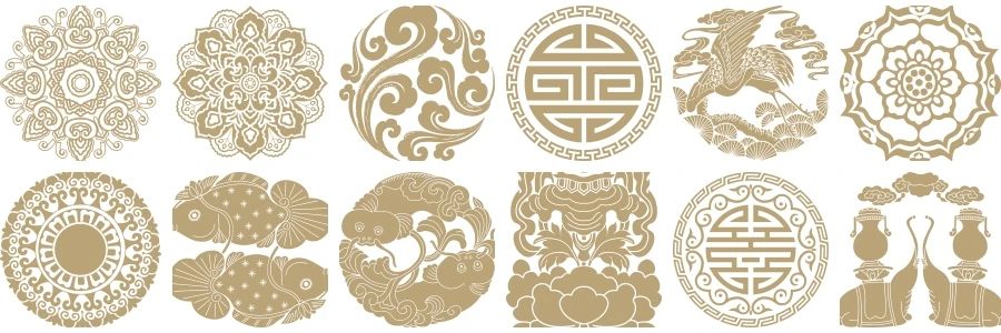 中国风吉祥图案传统喜庆祥瑞纹样纹饰矢量素材