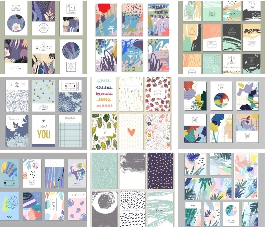 清新插画抽象艺术设计笔触纹理底纹背景海报EPS矢量设计素材