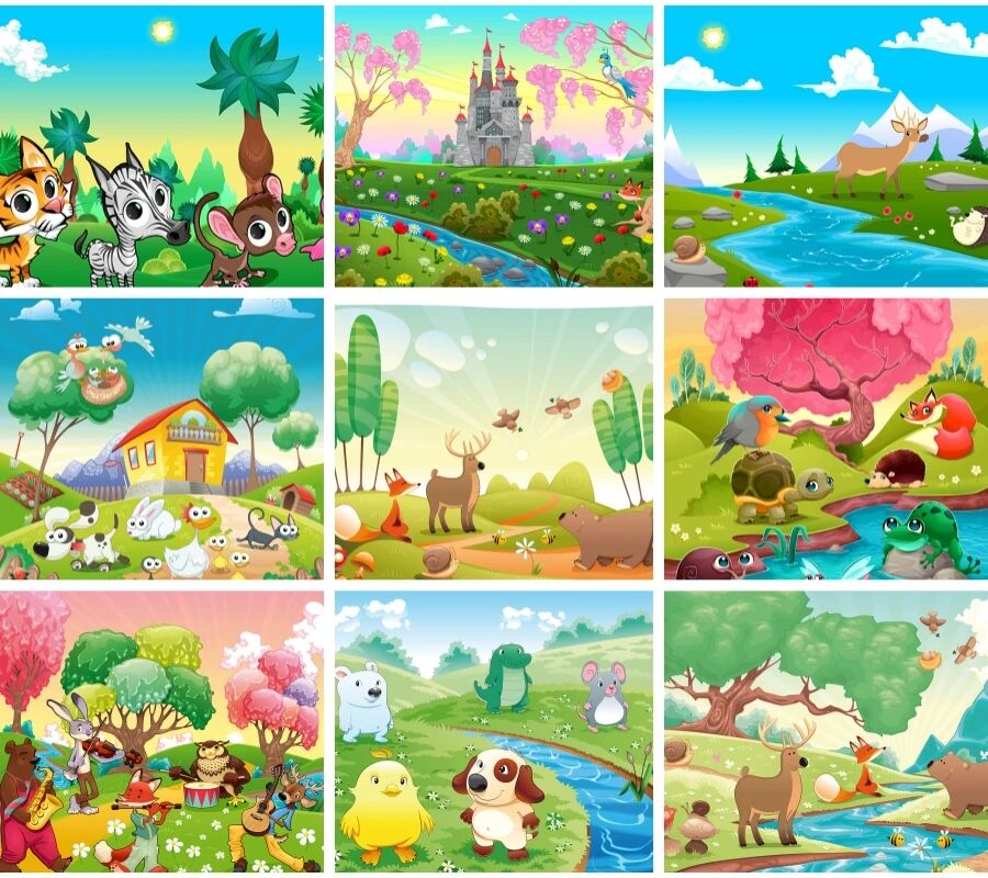 卡通可爱儿童插画动物童话手绘EPS矢量绘画素材