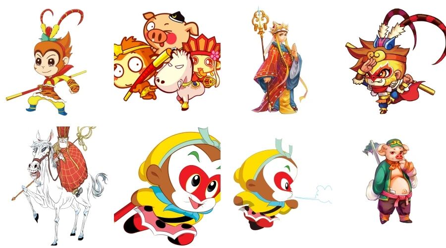 卡通西游记人物孙悟空猪八戒沙和尚唐三藏免抠素材