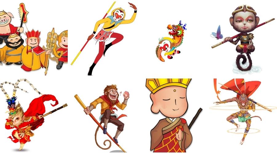 卡通西游记人物孙悟空猪八戒沙和尚唐三藏免抠素材