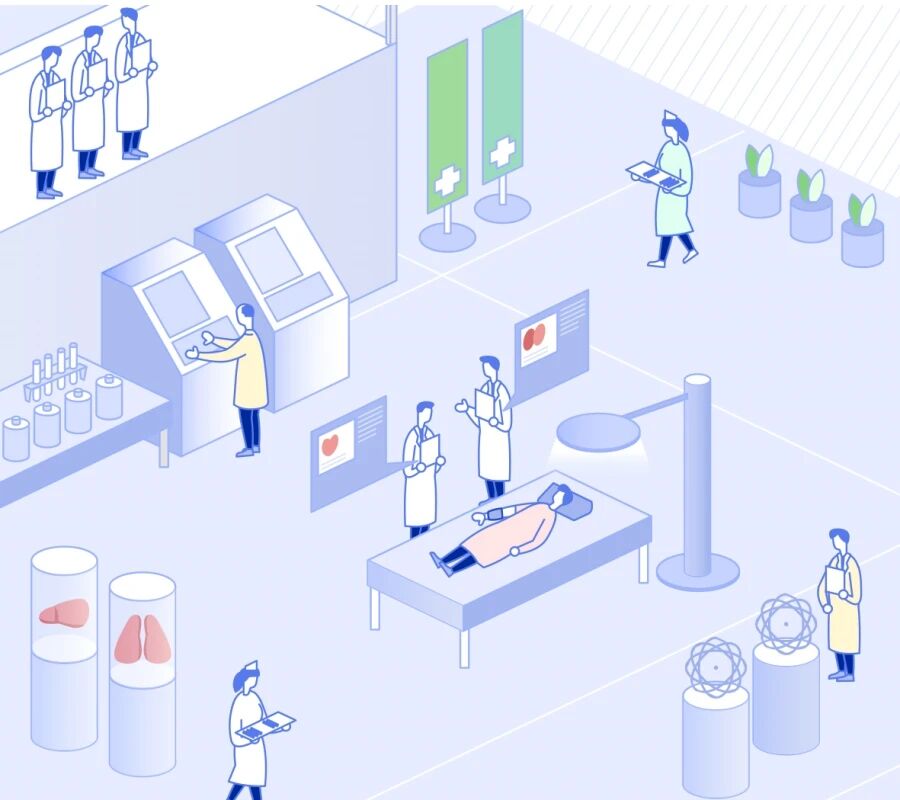2.5D风格等距概念简约线性药品研发医疗会诊医疗主题插画矢量素材