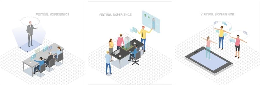 2.5D立体等距虚拟体验未来科技UI插图AI矢量素材