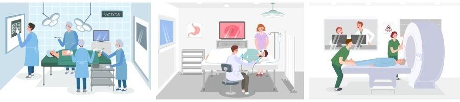 2.5D风格扁平化口腔妊娠心肺医疗保健检查健康插画矢量素材