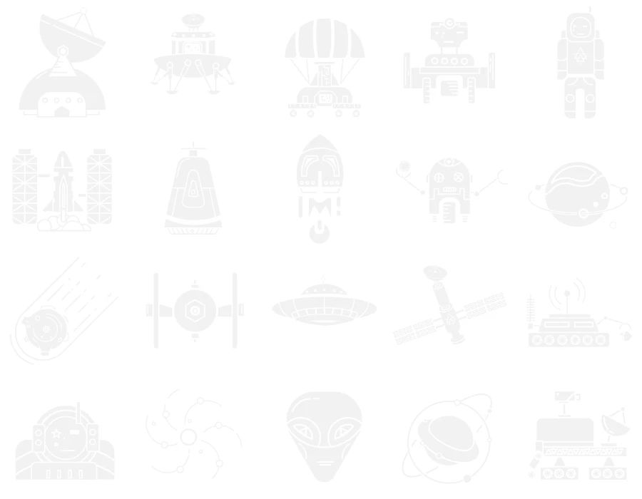 20款卡通飞碟机器人航天火箭月球探测车卫星导航火箭图标矢量素材
