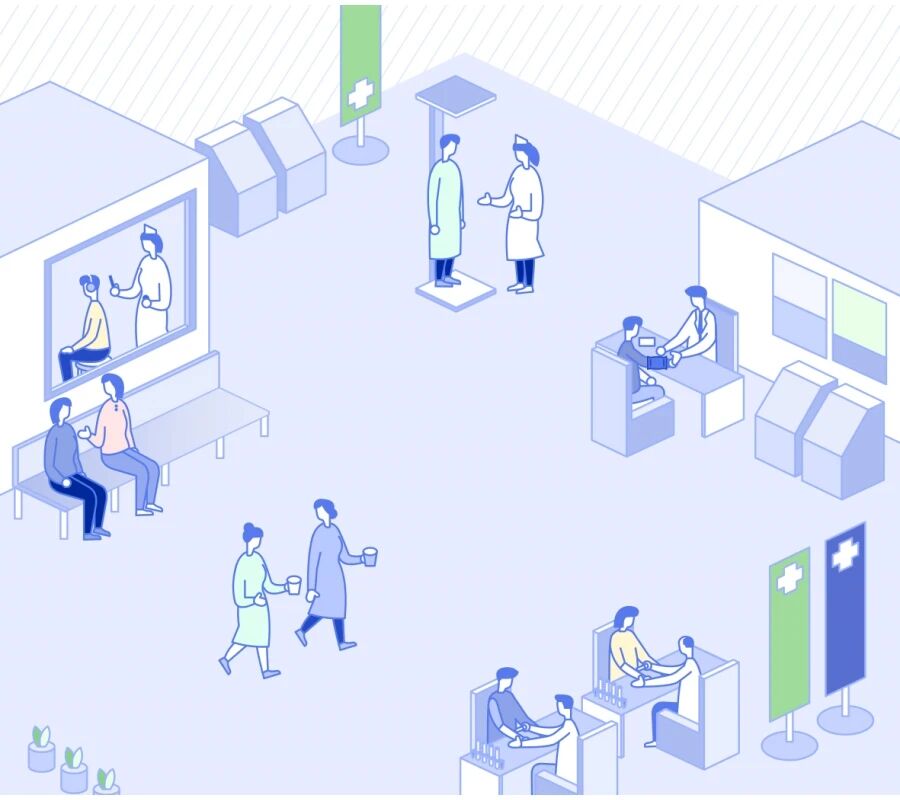 2.5D风格等距概念简约线性药品研发医疗会诊医疗主题插画矢量素材