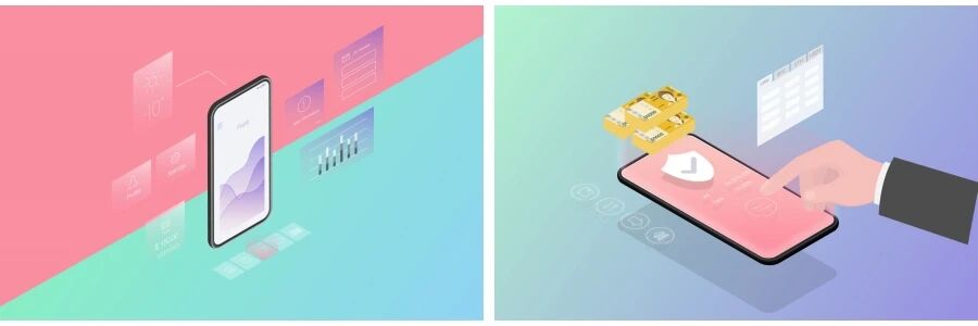 2.5D风格等距扁平化3D场景手机科技智能插画UI设计AI矢量素材