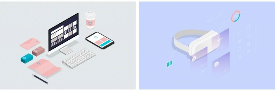 2.5D风格等距扁平化3D场景手机科技智能插画UI设计AI矢量素材