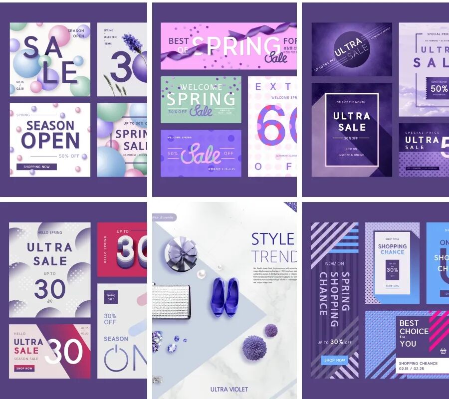 25款绚丽紫色调电商广告海报PSD模板素材
