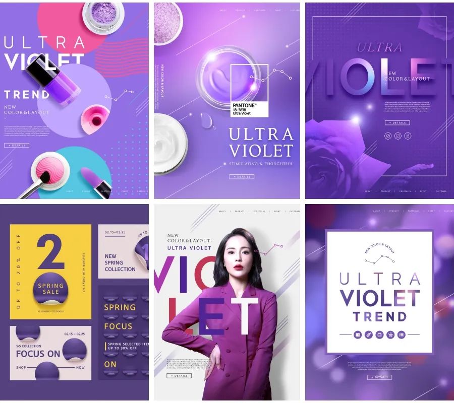 25款绚丽紫色调电商广告海报PSD模板素材