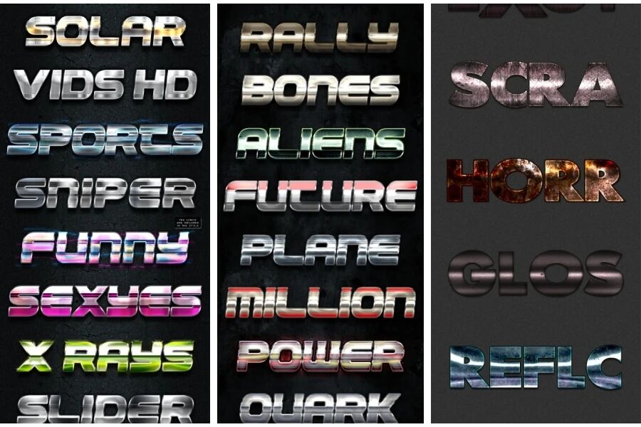 海报字体特效之金属质感效果（313）PSD分层模板素材