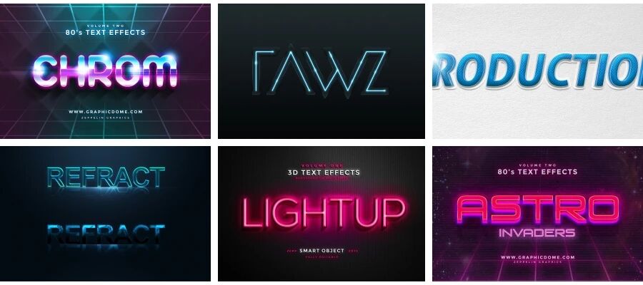 海报字体特效之荧光炫彩字体（29个）PSD分层模板素材