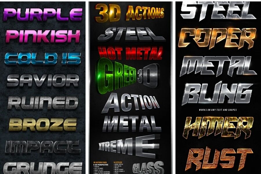 海报字体特效之金属质感效果（313）PSD分层模板素材