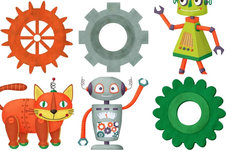 可爱儿童卡通机器人房间装饰贴图免抠素材