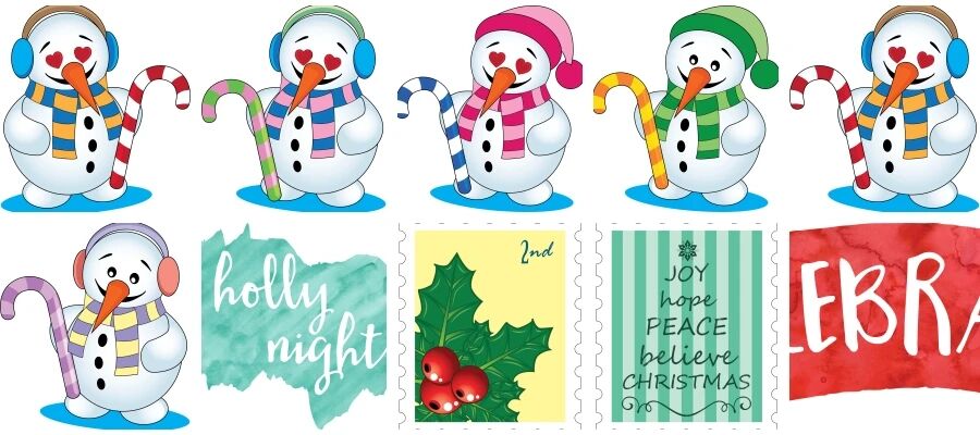 350款可爱手绘水彩圣诞节贺卡海报元素免抠素材