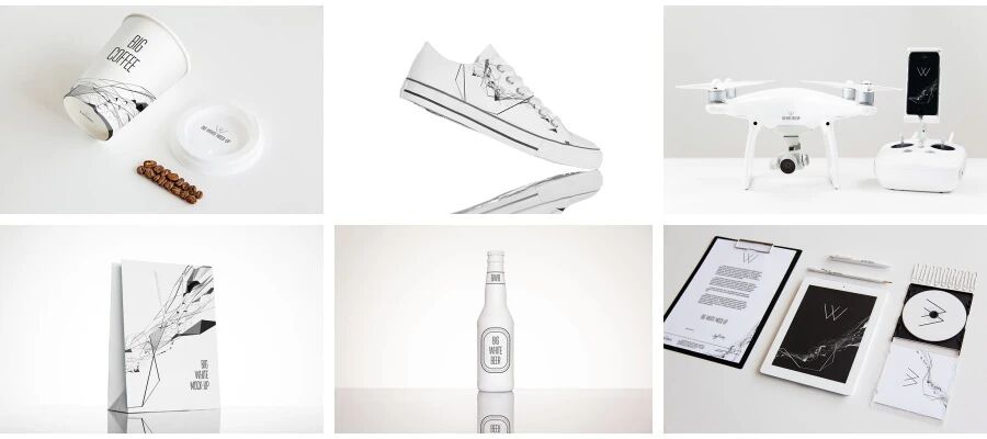 白色简约商务风企业名片手袋办公用品VI样机PSD模板